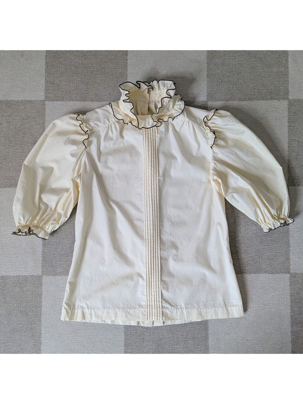 Vintage 1970s union made ruffled high neck prairie blouse